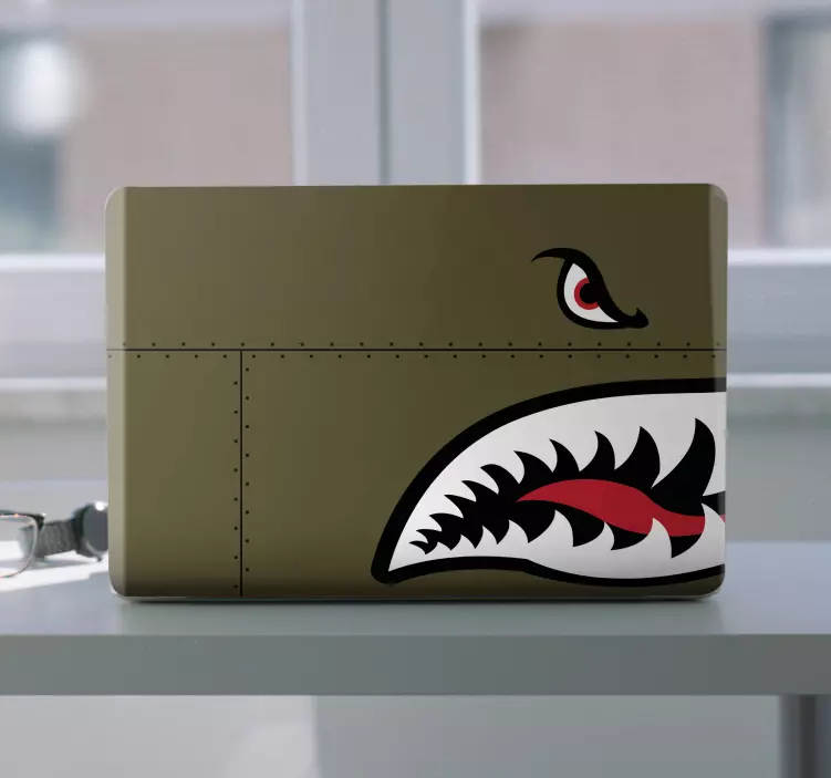 Sticker ordinateur portable motif de requin féroce - TenStickers