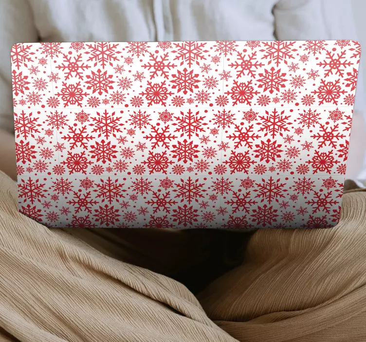 Sticker ordinateur portable motif flocon de neige cramoisi - TenStickers