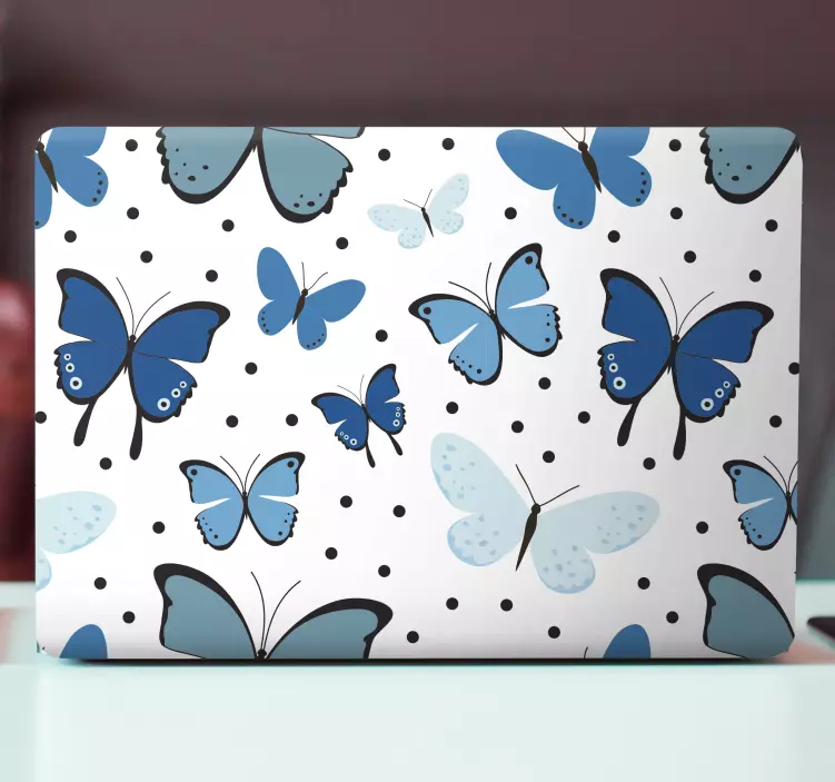 Sticker ordinateur portable motif papillon bleu - TenStickers