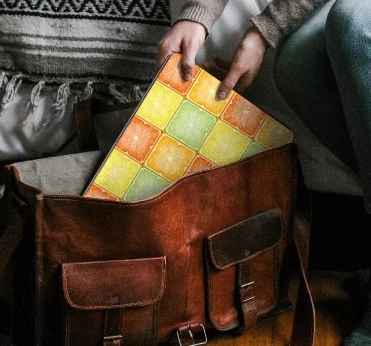 Sticker ordinateur portable motifs de carrelage agrumes - TenStickers