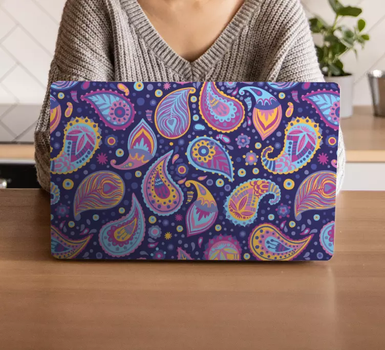 Sticker ordinateur portable motifs paisley colorés - TenStickers