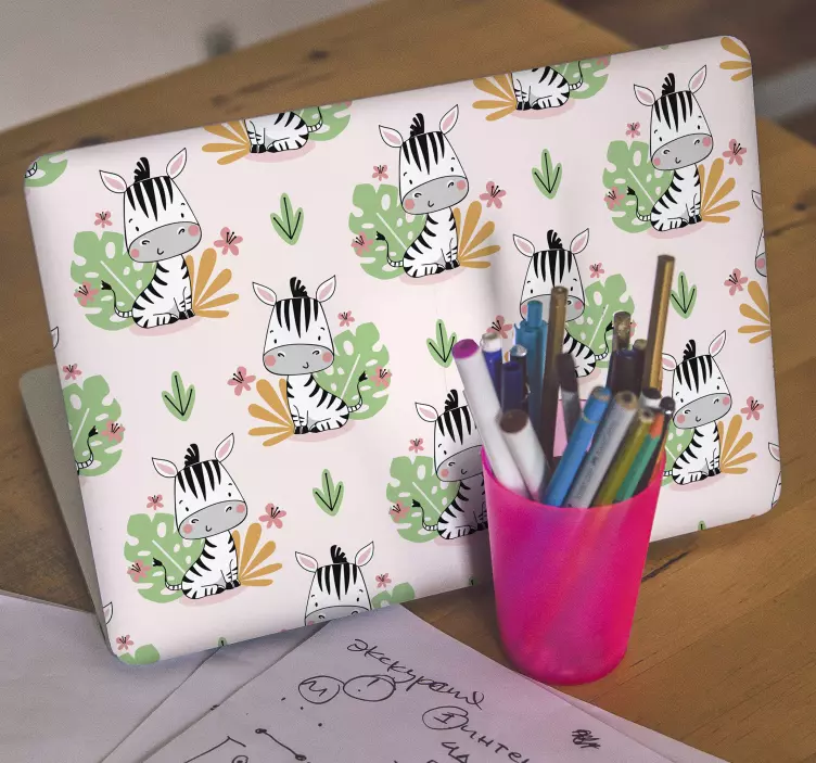 Sticker ordinateur portable motifs zébrés mignons - TenStickers