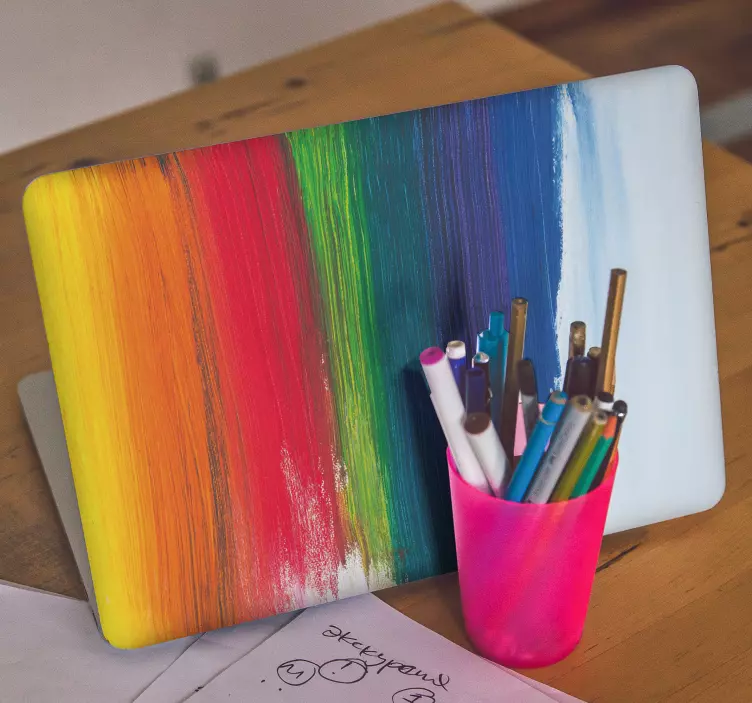 Sticker ordinateur portable pinceaux colorés - TenStickers