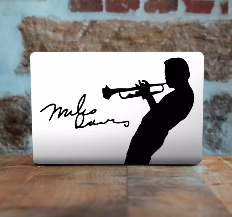Sticker ordinateur portable silhouette de musicien de jazz - TenStickers