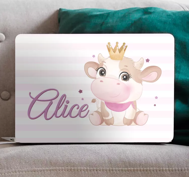 Sticker ordinateur portable vache mignonne et adorable - TenStickers