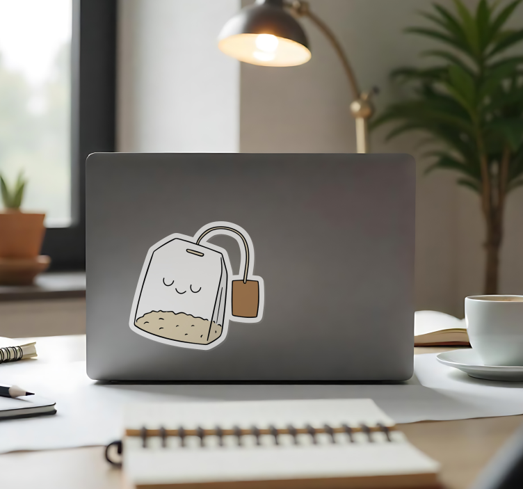 Sticker ordinateur sachet de thé joyeux - TenStickers