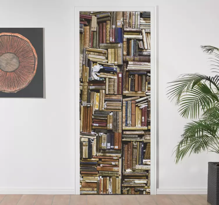 Sticker porte original bibliothèque anciens livres - TenStickers