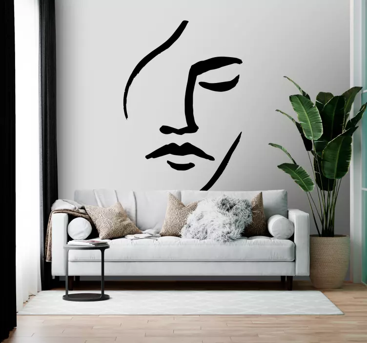 Sticker dessin de visage minimaliste - TenStickers