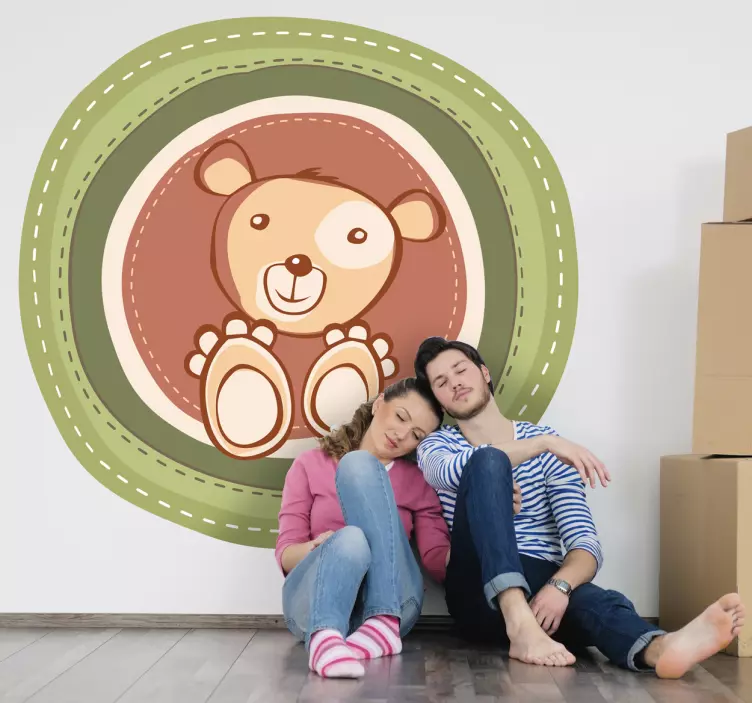 Sticker ours cadre couleur - TenStickers