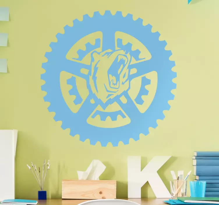 Sticker animaux sauvages ours et roue - TenStickers