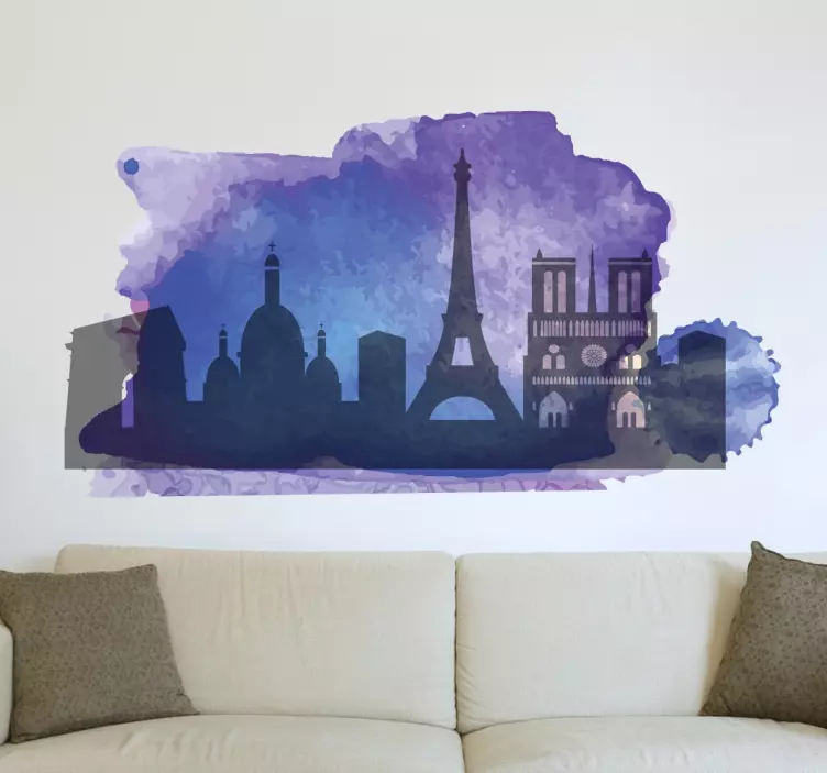 Sticker Paris skyline aquarelle - TenStickers