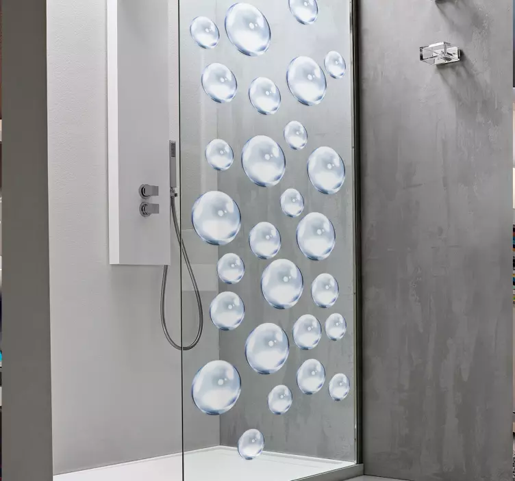 Sticker paroi de douche salle de bain bulles d'eau - TenStickers