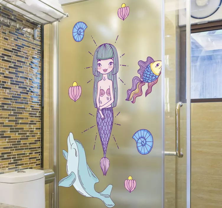 Sticker salle de bain illustration de sirène - TenStickers