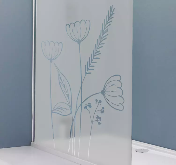 Sticker paroi de douche motif floral - TenStickers