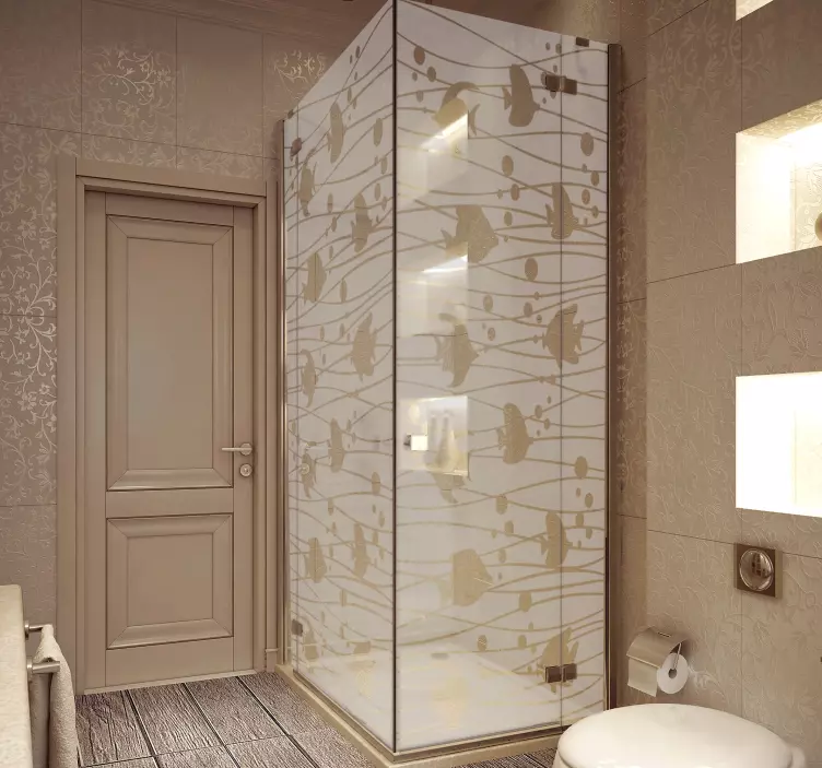Sticker paroi de douche poissons et bulles - TenStickers