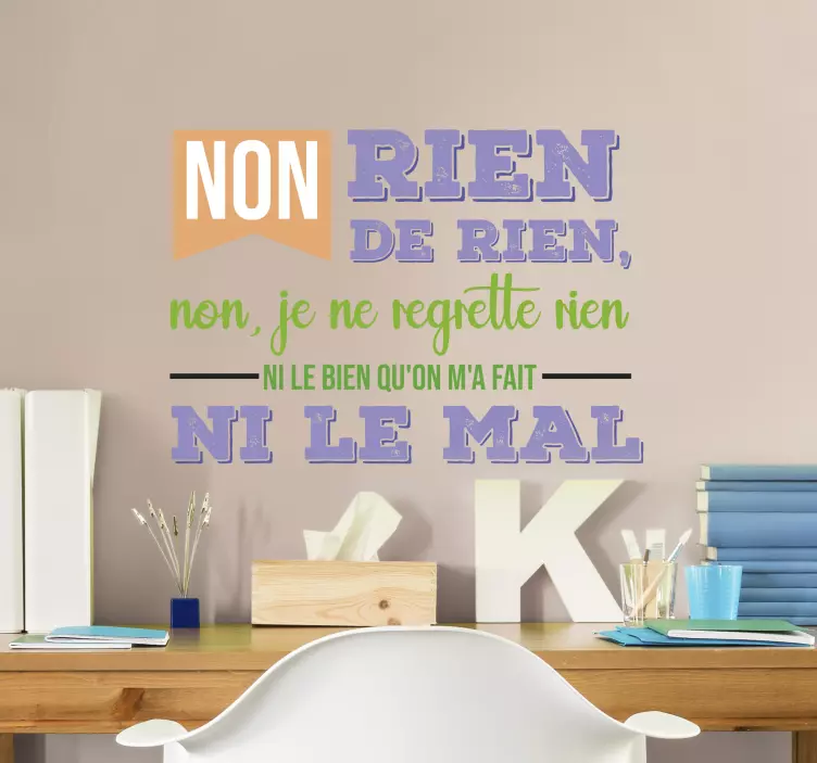 Sticker Paroles Non, je ne regrette rien - TenStickers