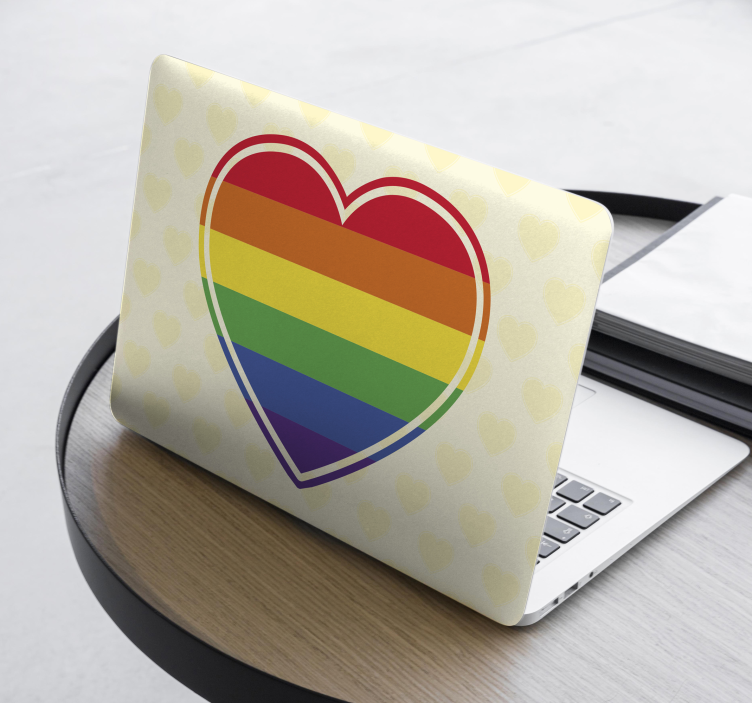 Sticker Ordinateur Portable Gay pride plat en forme de coeur - TenStickers