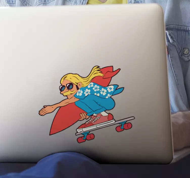 Sticker ordinateur portable mec de patinage des années 70 - TenStickers