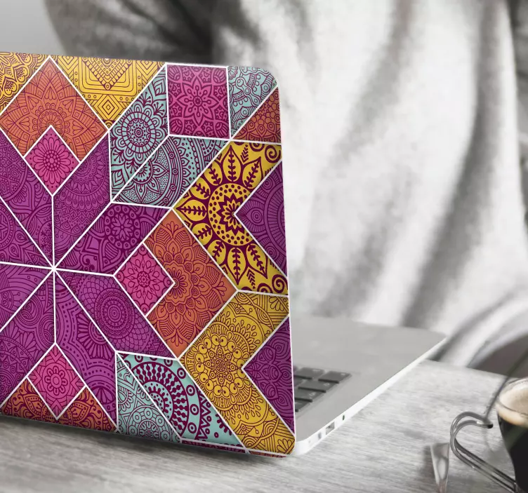Sticker ordinateur portable Mosaïque paisley - TenStickers