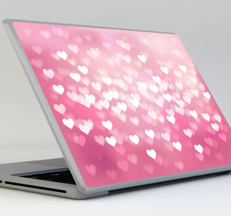 Sticker PC portable coeurs amour - TenStickers