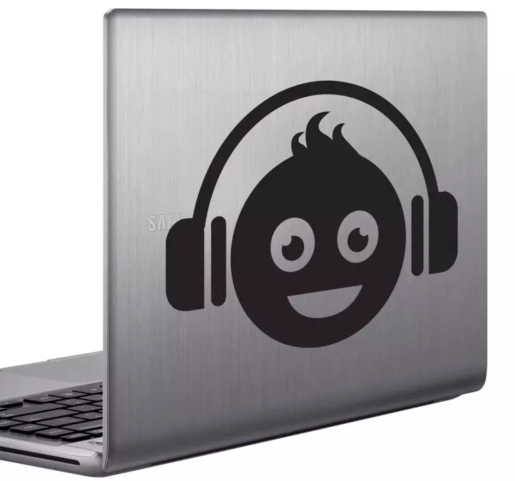 Sticker ordinateur portable dj smiley - TenStickers