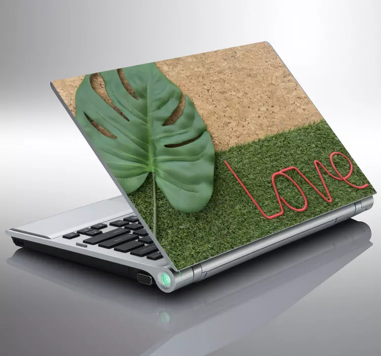 Sticker pc portable liège et gazon - TenStickers