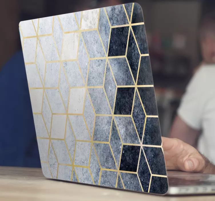 Sticker ordinateur portable cubique bleu - TenStickers