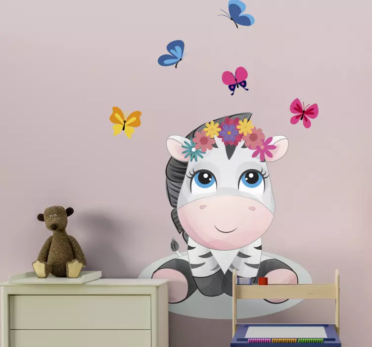 Sticker personnage de zèbre mignon - TenStickers