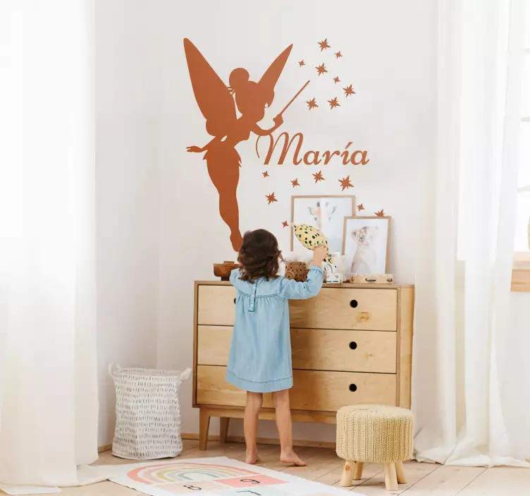 Sticker chambre enfant personnalisable silhouette fée - TenStickers