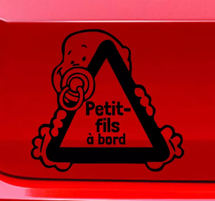Autocollant bébé à bord dessin petit-fils à bord - TenStickers