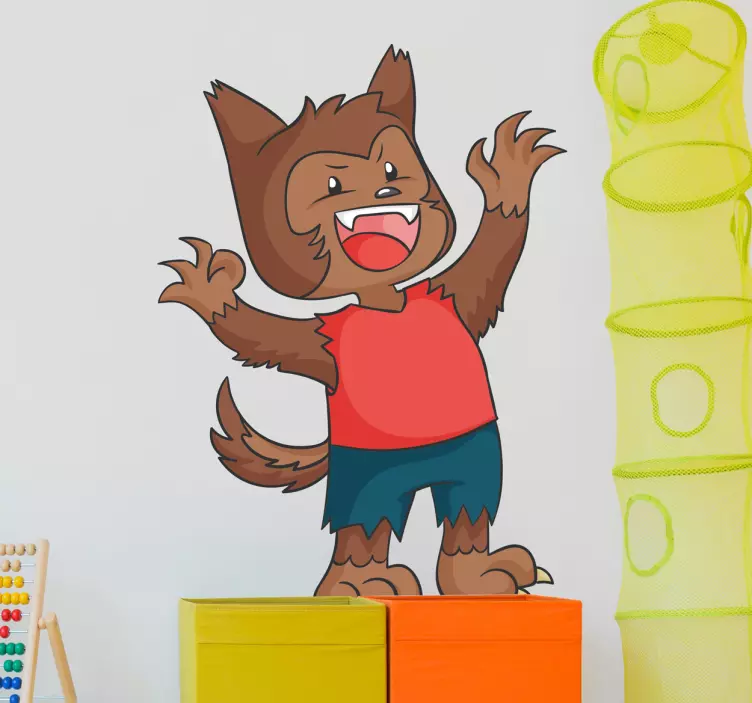 Sticker dessin petit loup garou - TenStickers