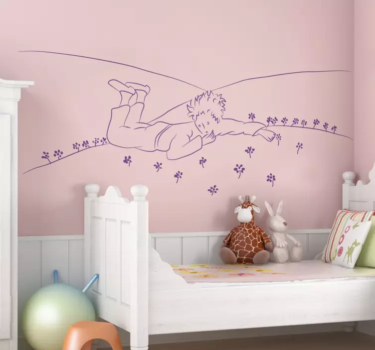 Sticker chambre bébé Petit Prince dans l'herbe - TenStickers