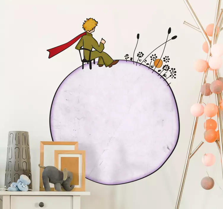 Sticker chambre bébé Petit Prince sur planète - TenStickers