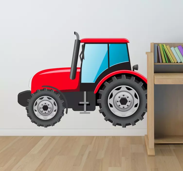 Sticker petit tracteur rouge - TenStickers
