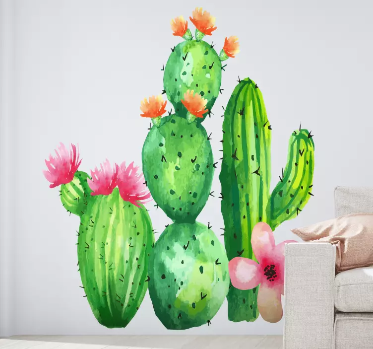 Sticker plante arrangement floral de cactus - TenStickers