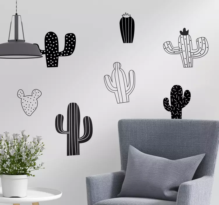 Sticker Plante Collection Cactus Monochrome - TenStickers