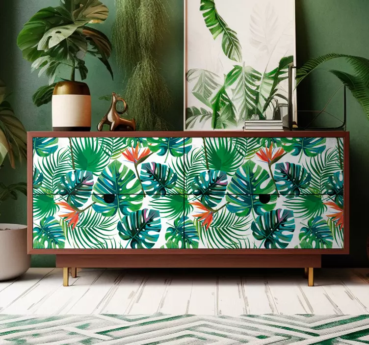 Adhésif meuble feuilles tropicales - TenStickers