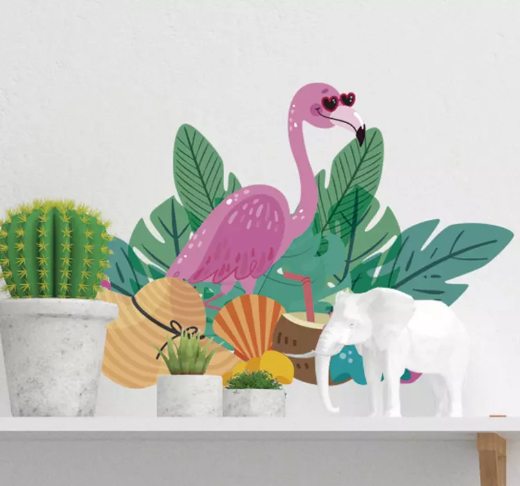 Sticker Plante Flamand Rose Estival - TenStickers