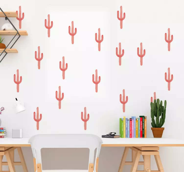 Sticker Plante Lame de Cactus Corail - TenStickers