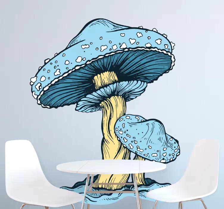 Sticker plante motif champignon bleu - TenStickers