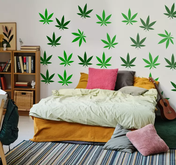 Sticker mural feuilles de cannabis - TenStickers