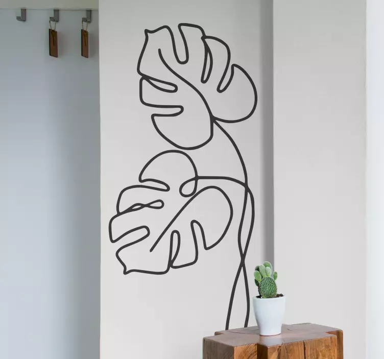 Sticker mural salon moderne monstera minimaliste - TenStickers