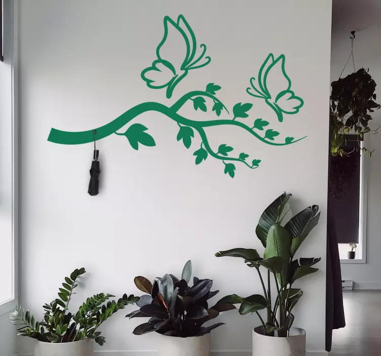 Sticker porte manteau papillons sur une branche - TenStickers