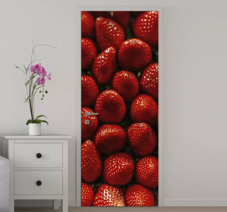 Sticker porte motif fraises - TenStickers