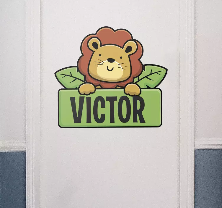 Sticker porte lion personnalisé avec prénom - TenStickers