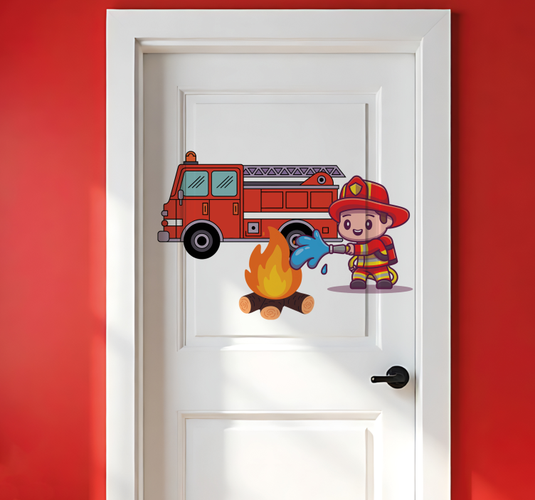 Sticker porte pompier pour chambre d'enfants - TenStickers