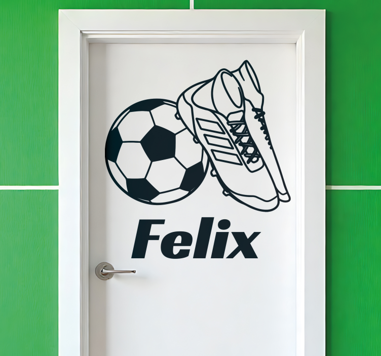 Sticker porte prénom football pour chambre enfant - TenStickers
