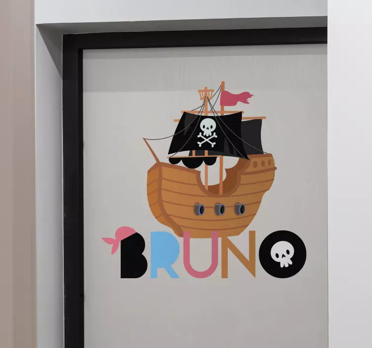 Sticker Porte Prénom personnalisé pirate - TenStickers