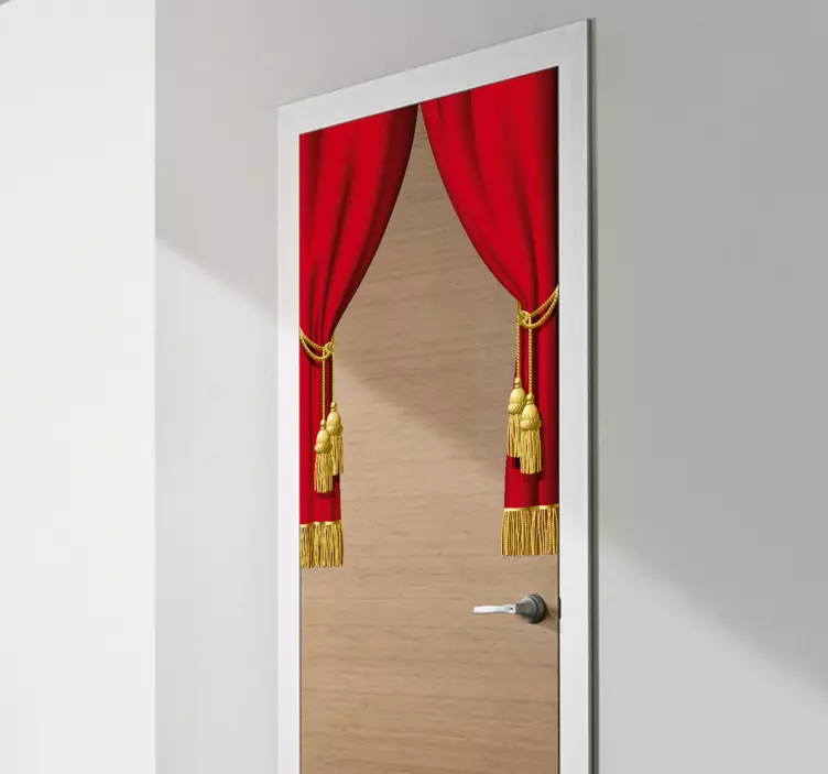 Sticker porte rideaux rouge théâtre - TenStickers