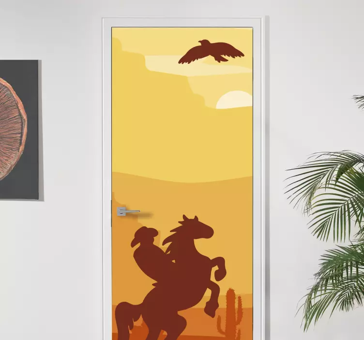 Sticker porte silhouette d'équitation - TenStickers